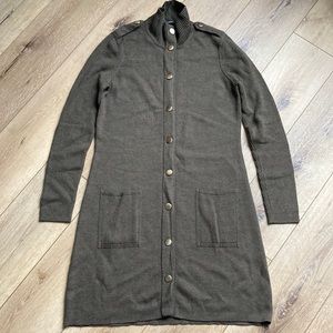 WORTH New York Women's Size L Wool Cardigan Duster Dress Jacket Army Green